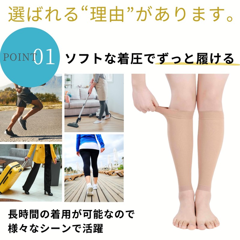 ズキピタ ふくらはぎ サポーター 強すぎない 着圧 2枚セット両足 薄さ1mm ふくらはぎ周囲 32~37cm スポーツ