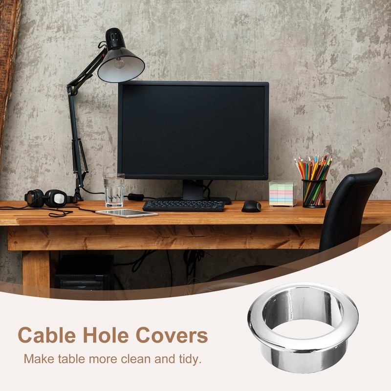 QUARKZMAN 4-Piece Cable Hole Cover, 35mm (1-3/8") ABS Office Desk