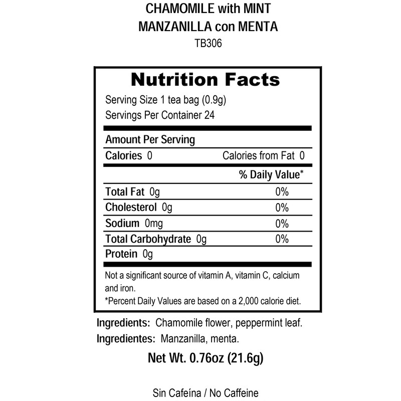 Tadin Chamomile Mint Herbal Tea - no Caffeine, 24 Tea