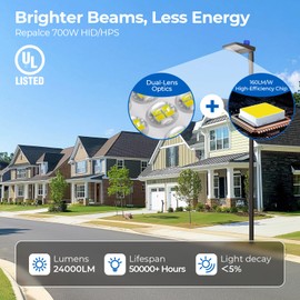 CINOTON LED Parking Lot Light - 24000LM 150W UL Listed - 0-10V Dim Dusk to Dawn - IP65 Adjustable Slipfitter Mount Outdoor Security Lighting for Yard Barn Street Court Driveways, 5000K, 100-277V