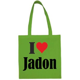 Reifen-Markt I Love Jadon Shopping Bag School Bag Gym Bag 38 x 42 cm in Black or White, Green