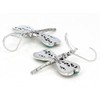 Turquoise Rhodium Over Silver Dragonfly Earrings