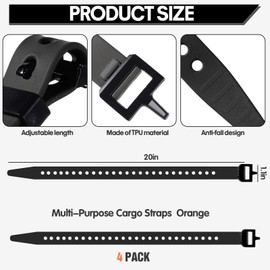 Blulu 4 Pack Reusable Industrial Straps 20" Length Reliable Tension Straps for Securing Bike Motor Gear -70 Lb. Working Load, Elastic Cable Ties for Welders Skis, Garden Hoses (Black)