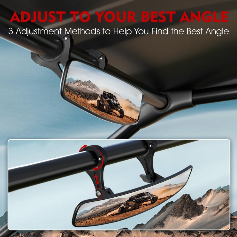 BETOOLL 16.5" Wide Rear View Race Mirror Convex Mirror with