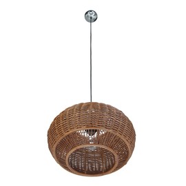 KOUBOO 1050064 Handwoven Wicker Pear Pendant lamp, 18" x 18" x 15", Rustic Brown