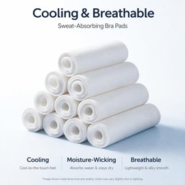 Toulite 10-Pack Reusable Cooling Bra Liners for Sweat for Boob Sweat Cooling Ice Silk Pads, Under Bust Quick Dry Bra Liners(M,White)