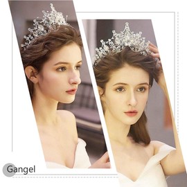 Gangel Baroque Costume Wedding Crowns Queen Tiaras Vintage Crowns Rhinestone Bride Wedding Crown Crystal Tiara Pricess Hair Accessories for Women and Girls (SILVER)