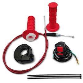 7/8 22mm Twist Throttle Accelerator Handle Grips,Mini Bike Throttle Cable Kit,Throttle Cable Kit for 50cc 90cc 110cc 125cc150cc 200cc 250cc 4-Stroke Dirt Bike,mini Bike Pocket Bike.(red)