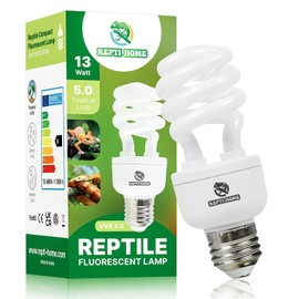 REPTI HOME Reptile UVB Lamp Terrarium, 13 W UVA UVB Lamp 5.0, E27 Terrarium Lamp UVB 150 for Turtles, Birds, Bearded Dragons, Lizards, Chameleons