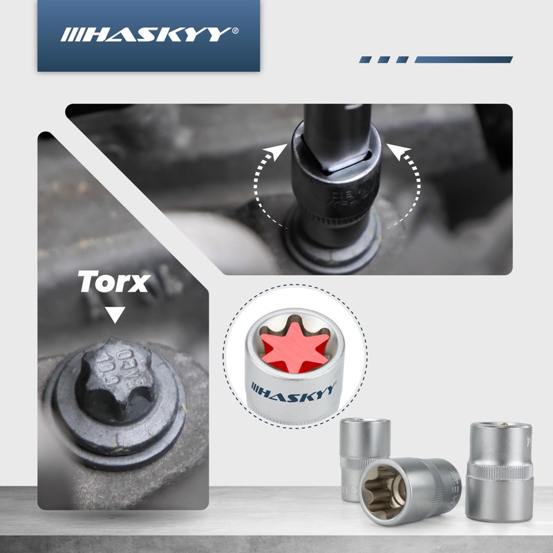 HASKYY Torx Socket Set 14-Piece E-Profile External Torx Socket Spanner