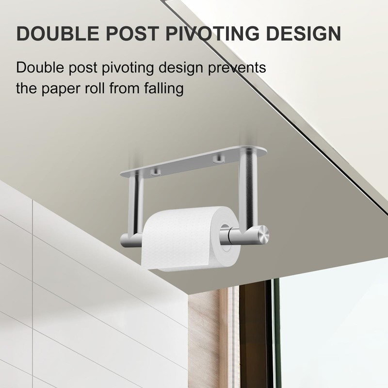SetSail Toilet Paper Holder Adhesive or Screw-in Brushed Nickel Bathroom