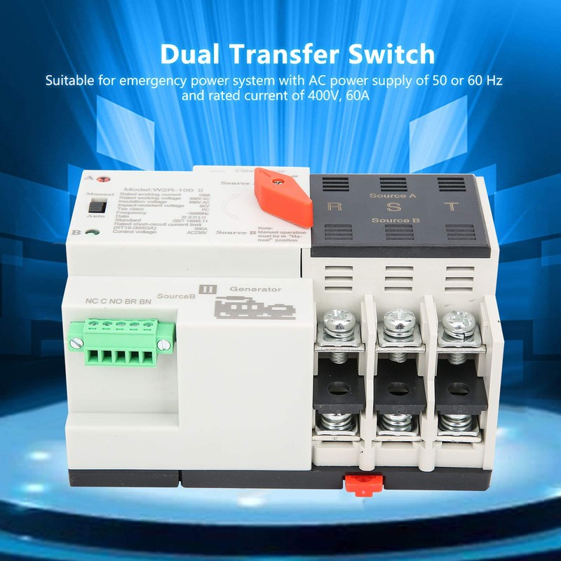 W2R-100 Power Automatic Transfer Switch Din Rail Mounted Power Transfer
