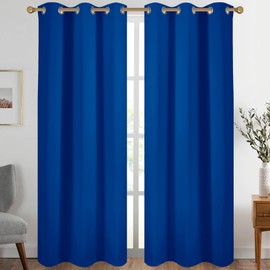Diraysid Royal Blue Grommet Blackout Curtains for Bedroom Thermal Insulated Room Darkening Curtains Drapes, 42 x 95 inch, 2 Panels