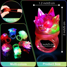 Vinsot 72 Pcs Light up Rings Party Favors LED Flashing Jelly Rings Bumpy Glow in the Dark Rubber Light Blinking Neon Rave Gift for Birthday, Goodie Bags Stuffers, Prizes