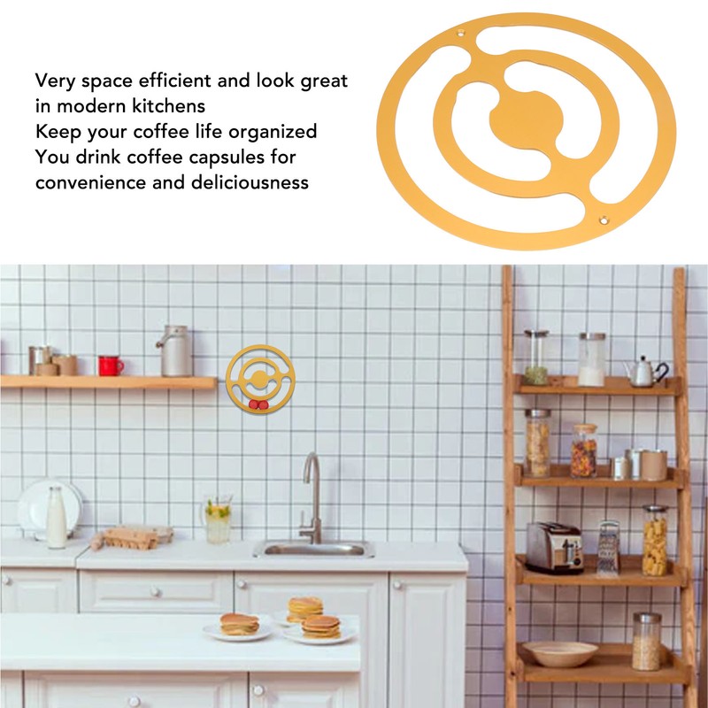Aluminum Alloy Round Coffee Pod Holder Storage Space Saving Wall