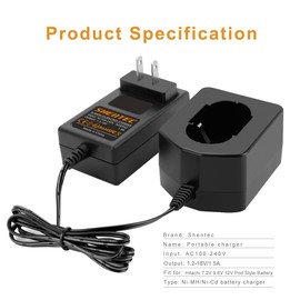 Shentec - Cargador compatible con Hitachi Ni-MH/Ni-Cd (1,2 V-18 V, 9,6 V, 12 V, no para batería de iones de litio)