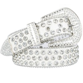 UTOWO Rhinestone Belt for Women Men, Western Cowgirl Cowboy Bling Studded Leather Belt for Jeans Pants