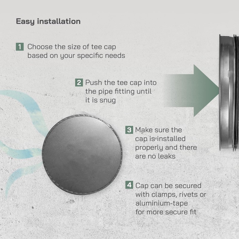 Vent Systems 4” Inch Galvanized Steel Tee Cap – Pack