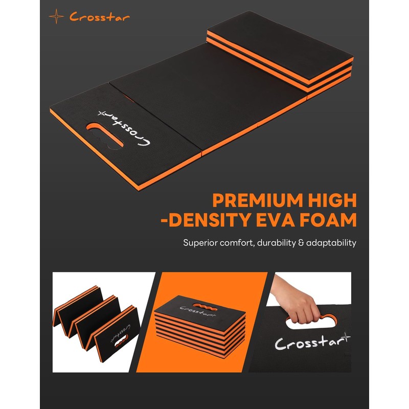 Crosstar 0.9" Thick Foldable Kneeling Pad with Handle & Storage