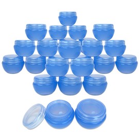 Beauticom Frosted Container Jars with Inner Liner and Lid for Scrubs, Oils, Salves, Creams, Lotions, Makeup Cosmetics, Nail Accessories, Beauty Aids - BPA Free (10G (24 Pieces), Blue)
