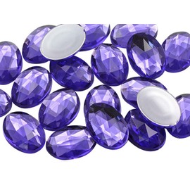 14x10mm Purple Violet .VT Flat Back Oval Acrylic Rhinestones Tiny Face Gems Body Jewels Card Making Embelishments - 45 Pieces