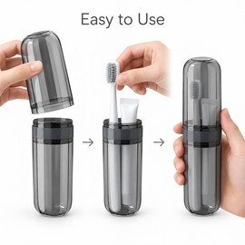 Toothbrush Travel Container Case for Oral Care - Transparent Portable Holder for Travel, Gym, Camping & Business Trips