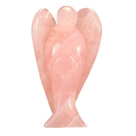 Aituo 1.6 inch Angel Pink Carved Healing Crystals Pocket Guardian Reiki Statue