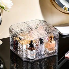 LeafyLane Cosmetic Display Case，Makeup Organizer – 2-Piece Vanity Drawer Organizer for Countertop Clear Makeup Storage Box for Lipsticks, Eyeshadow, Blush, Nail Polish & More