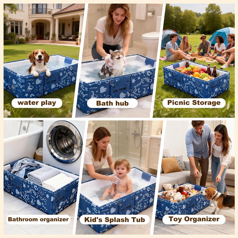 Foldable Dog Bathtub for Small to Medium Dogs & Cats