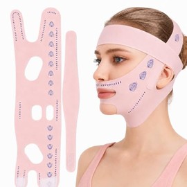Faja Facial Mentonera Lifting Facial Reductor de Papada Faja para Papada Mujer con Cinta Reutilizable Aireada para Dormir y Día Correa Facial para V C