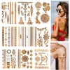 9 Pieces Gold Flash Tattoos Adults, Metallic Festival Accessories, Festival