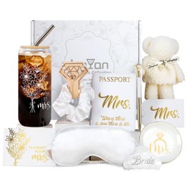 Joeyan Bridal Shower Gifts for Bride, 10Pcs Engagement to Honeymoon Bride To Be Gift Box for Women, Future Mrs, Her, Fiance, Proposal Wedding Set, Bachelorette Party Favors Basket, 20oz Bridal Cup