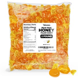 Honey Filled Hard Candy 2 Pound - Bulk Pack Individually Wrapped Hard Candies with Real Honey Filling - Approx. 160 Pieces for Snacking, Candy Dishes, and Parties - Taboom