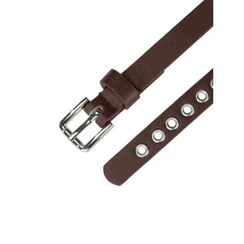 Allegra K Grommet Belt Leather Skinny Plus Size Waist Belts for Women Punk Rock Style Coffee 104.5cm/41.14''
