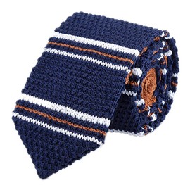 Men's Boy Deep Navy Blue White Brwon Jacquard Silk Ties Knitted Designed Necktie
