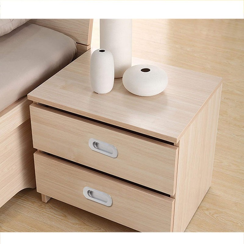 NGe Stainless Steel Oval Shape 120mm Recessed Sliding Door Flush