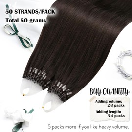 Moresoo Micro Ring Hair Extensions Brown Nano Link Hair Extensions Human Hair Darkest Brown 50/50s 20 inch