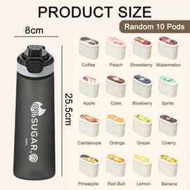 Air Water Bottle with Flavour Pods, 700ml Starter Up Set BPA Free Drinking Bottles with 10 Random Flavour Pods Scented 0 Sugar Calorie, Water Cup with Straw for Gym School Outdoor (Blue & Purple)