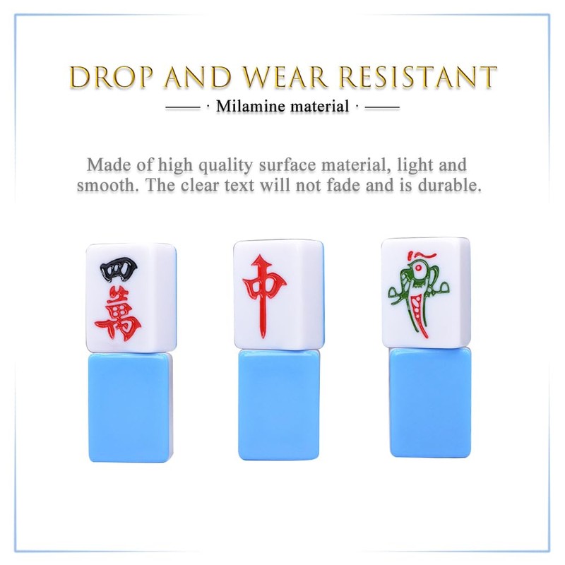 drizzle 30mm Mahjong Set Blue - 144 Medium Size Tiles