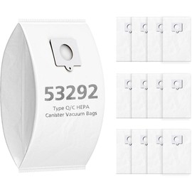 LOSKLENO 12 Pack 53292 Type Q/C Canister Vacuum Cleaner Bags Compatible with Kenmore 200/400/600/800 Series Vacuum Bags, Fit for Models 81214/81414/81714,/21814, BC2005/BC3005/81615/BC7005 (white)
