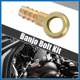 A ABSOPRO 1 Set Banjo Bolt M16x1.5 Banjo Bolt Hose Barb Fittings Brake Line Fitting Adapter with Copper Washers for Motorcycle Car Iron Bronze Tone Item Replacement