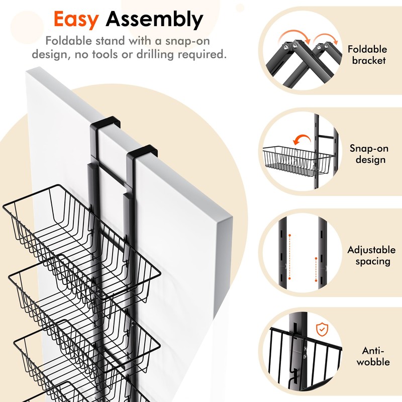 LUXEAR Over the Door Pantry Organizer Adjustable, 8 Tiers