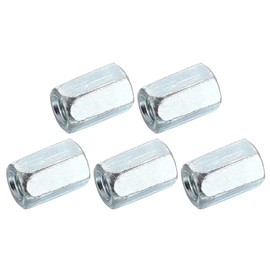sourcing map M10x1.5mm Coupling Nuts, 5 Pcs Carbon Steel Galvanized Hex Rod Coupling Nuts Threaded Rod Connectors 20mm, for Industrial Construction Fasteners, White