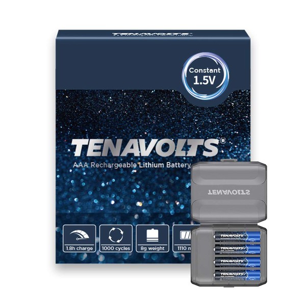 TENAVOLTS Rechargeable Lithium/Li-ion Batteries, AAA Rechargeable Batteries Constant Output at 1.5V,Quick Charge,1110 mWh Electrical core Power- 4Count…