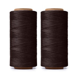 HILELIFE Professional Leather Thread, 520m 2Pcs 150D 0.8mm Waxed Thread for Leather Sewing, Repair Sewing Thread for Wallets, Shoes, Book Binding, Leather Craft DIY (Brown)