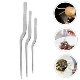 Alipis 2sets Professional Fish Bone Tweezer Tweezers Stainless Steel Clips Long Steak 3pcs*2