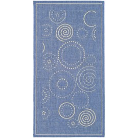 SAFAVIEH Courtyard Collection Accent Rug - 2'7" x 5', Blue & Natural, Indoor/Outdoor & Washable, Ideal for High Traffic Areas in Patio, Backyard, Mudroom, Entryway, Doormat (CY1906-3103-3)