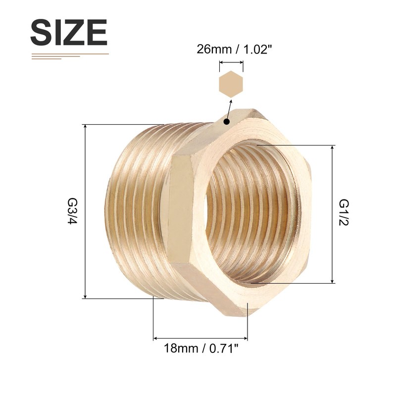 DTGN G3/4 Female x G1/2 Male Brass Pipe Fitting 1