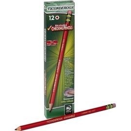 Dixon Ticonderoga Ticonderoga® Erasable Checking Pencils, Presharpened, Carmine Red, 3Pack