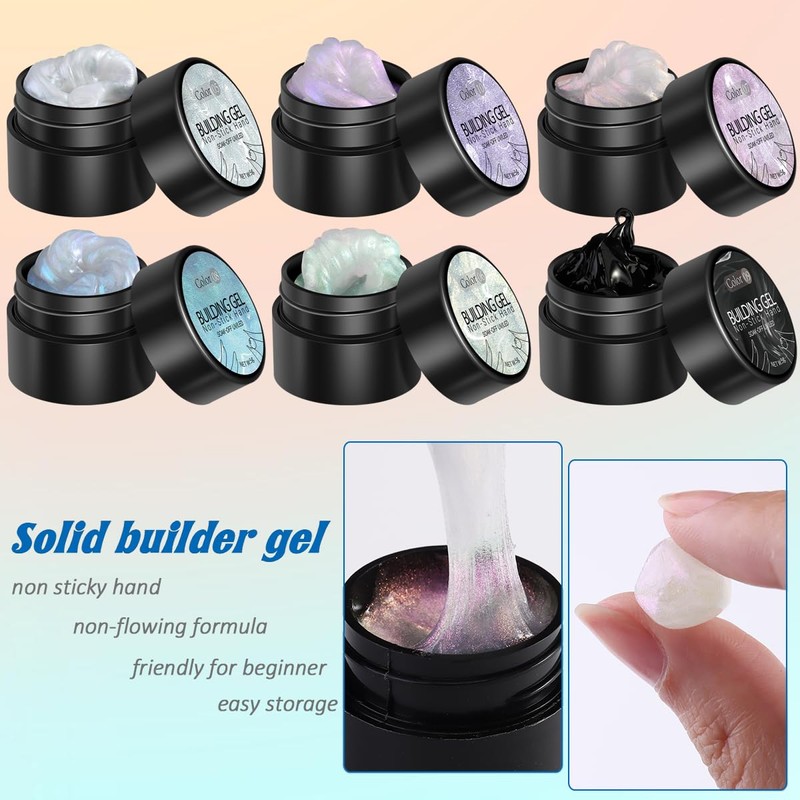 Fcozpjk Solid Builder Gel Kit, 6 Colors Non Sticky Solid